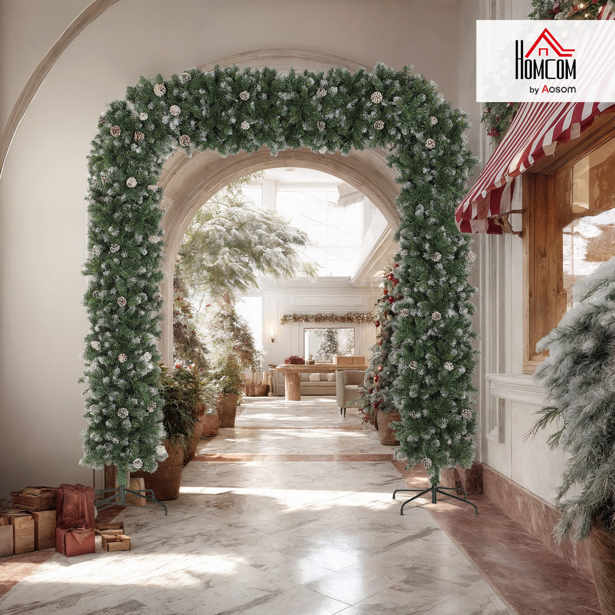 8.2 ft Snow Frosted Christmas Tree Arch, Doorway Decor with 2100 Tips