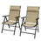 Set of 2 Patio Folding Chairs w/ Adjustable Back, Garden Dining Chairs w/ Breathable Mesh Fabric Padded Seat, Backrest, Headrest, Khaki