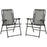 2 Pieces Foldable Chair Set, Outdoor Portable Loungers for Camping Pool Beach Deck, Lawn Chairs with Armrest Steel Frame, Grey