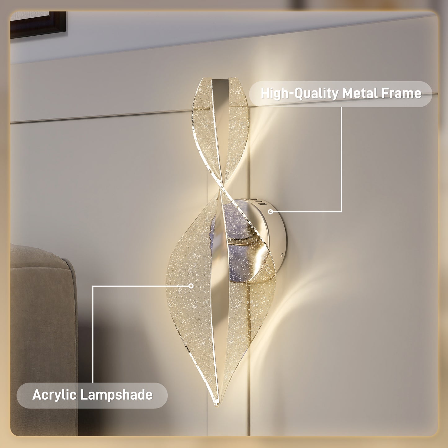 Led Wall Lamp 2 Pack, Modern Indoor Spiral Wall Light, Silver