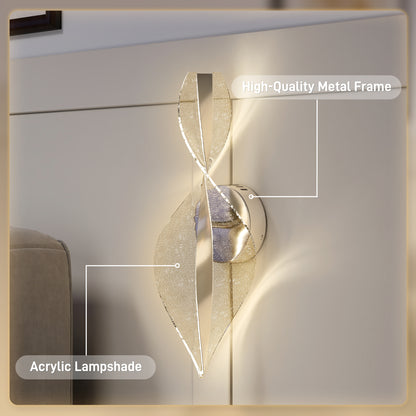 Led Wall Lamp 2 Pack, Modern Indoor Spiral Wall Light, Silver