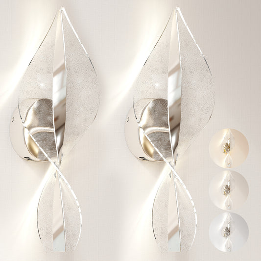 Led Wall Lamp 2 Pack, Modern Indoor Spiral Wall Light, Silver