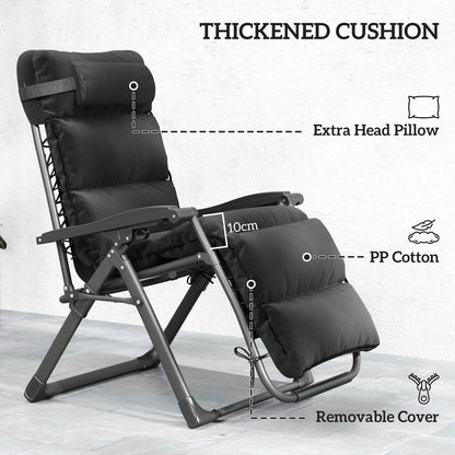 2 Pieces Zero Gravity Chairs, Reclining Folding Sun Lounger, Black