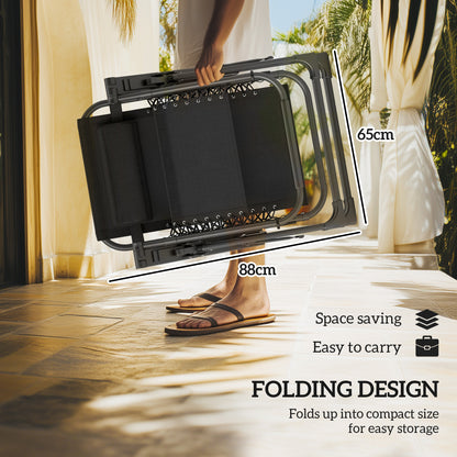 2 Pieces Zero Gravity Chairs, Reclining Folding Sun Lounger, Black