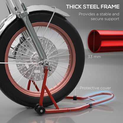 Rear Motorcycle Paddock Stand with U&L Shaped Adapters, Red