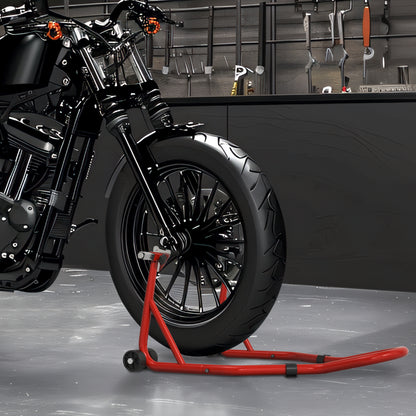 Rear Motorcycle Paddock Stand with U&L Shaped Adapters, Red