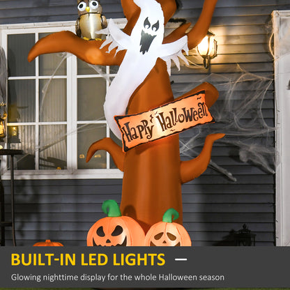 2.7m Halloween Inflatable Tree with Ghost and Pumpkin Lighted Decoration