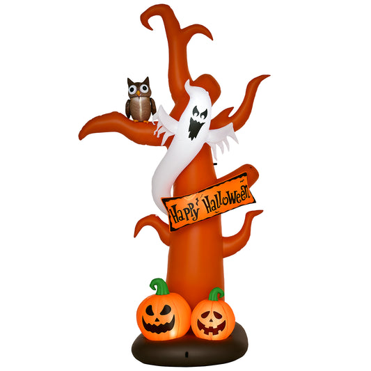 2.7m Halloween Inflatable Tree with Ghost and Pumpkin Lighted Decoration