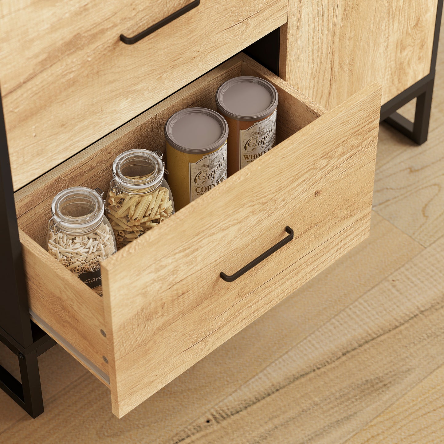 Kitchen Storage Cabinet, Pantry Cupboard with Shelves, Drawers