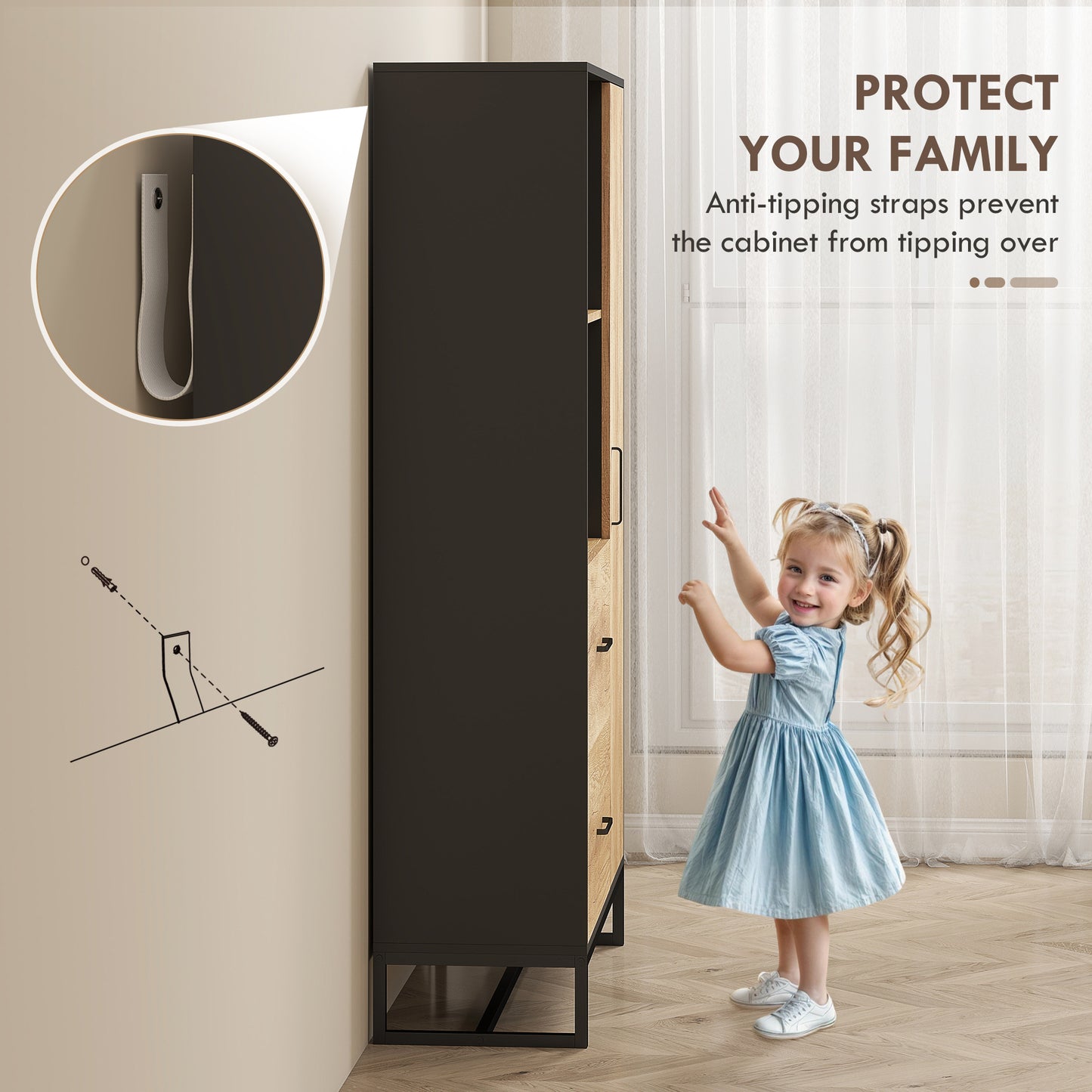 Kitchen Storage Cabinet, Pantry Cupboard with Shelves, Drawers