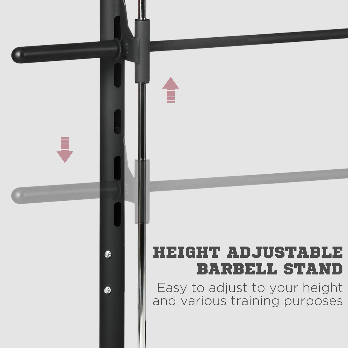 Adjustable Squat Rack with Pull Up Bar and Barbell Bar for Home Gym