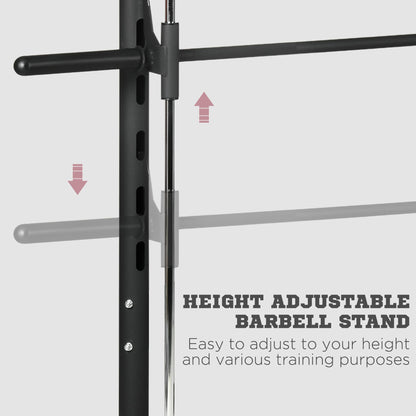 Adjustable Squat Rack with Pull Up Bar and Barbell Bar for Home Gym