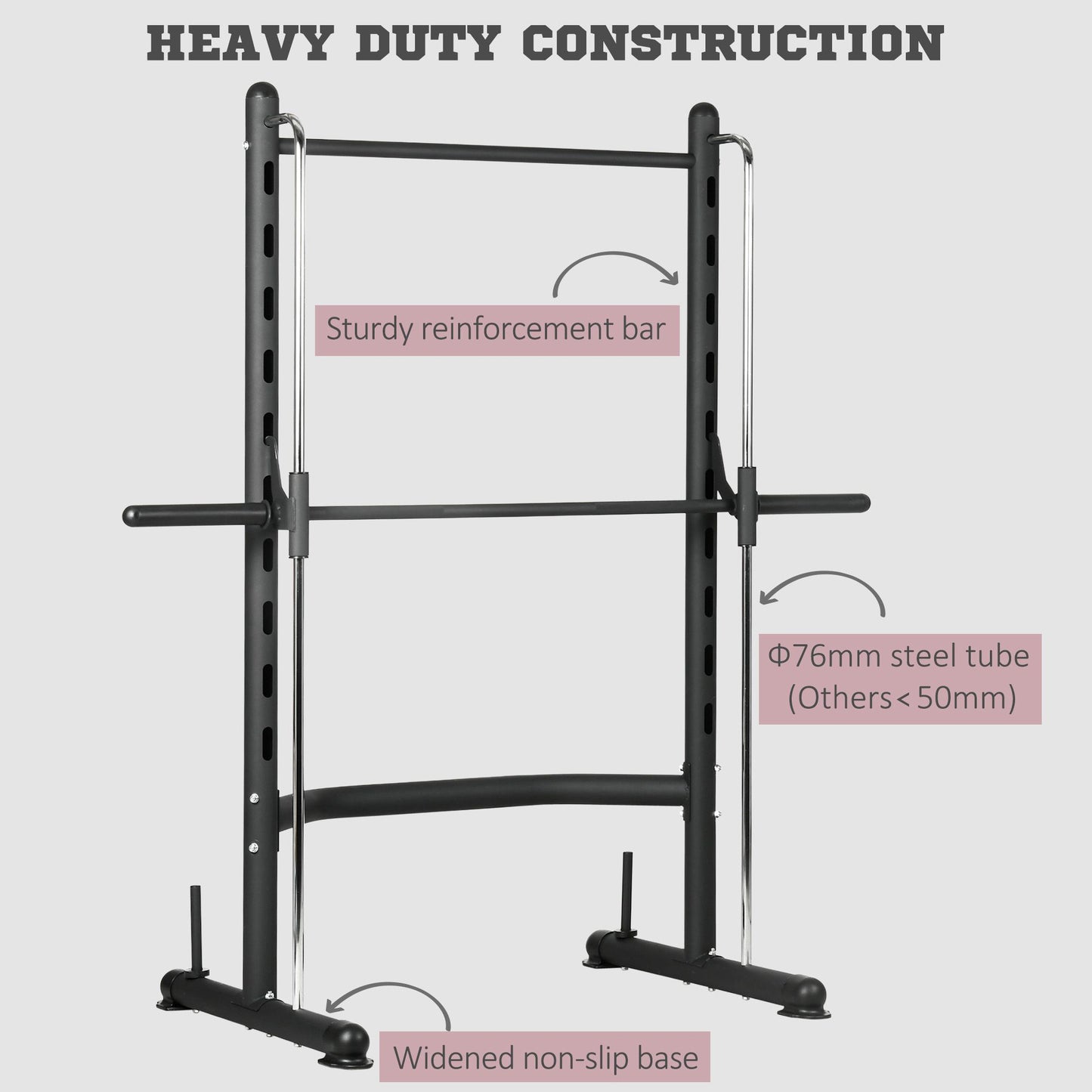Adjustable Squat Rack with Pull Up Bar and Barbell Bar for Home Gym