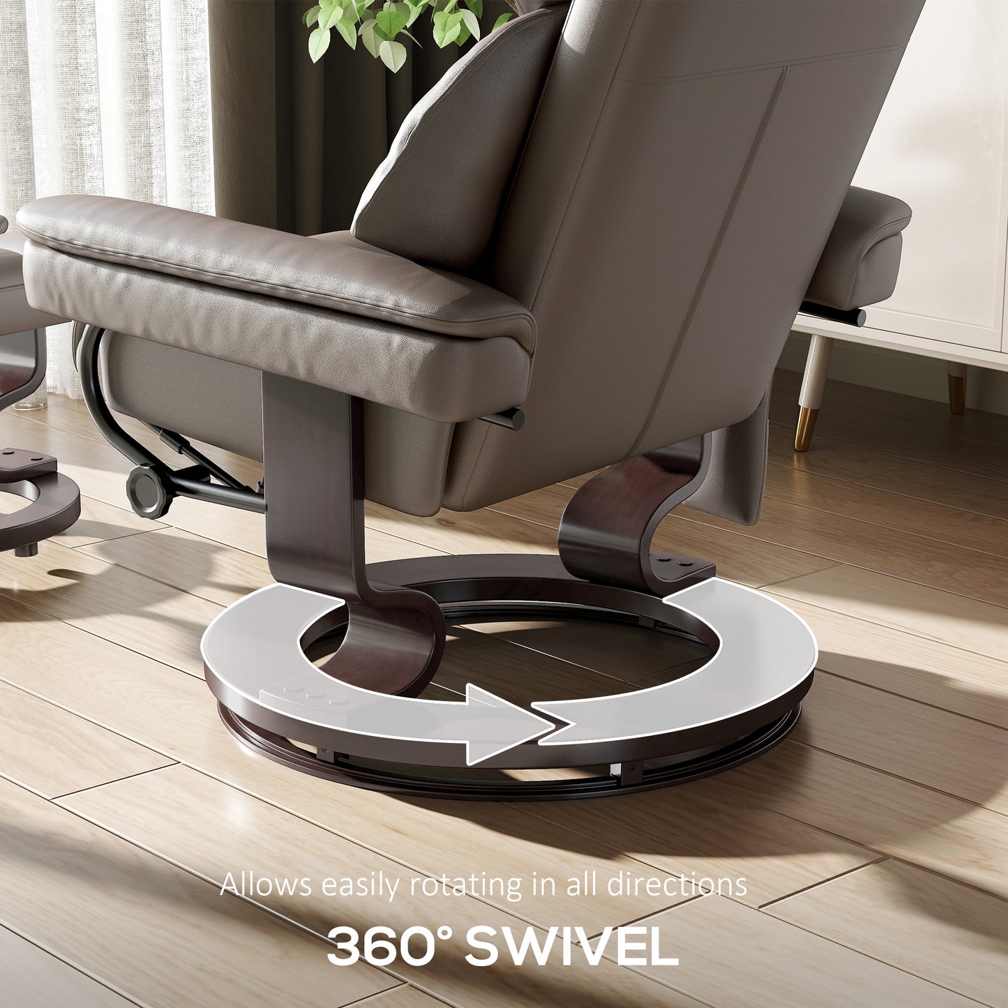 Massage Recliner Chair with Footstool and Adjustable Backrest, Brown