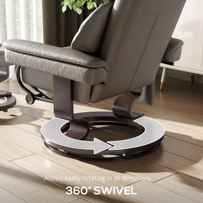 Massage Recliner Chair with Footstool and Adjustable Backrest, Brown