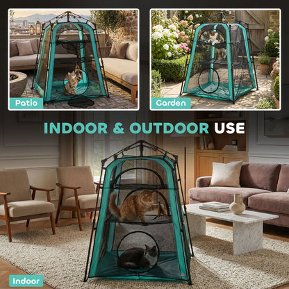 3-Tier Cat Tent, Portable Pet Tent for Indoor Outdoor