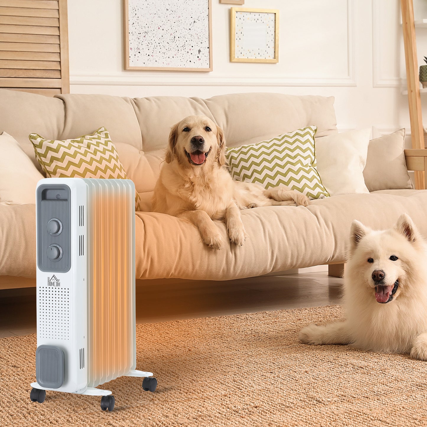 Oil Filled Radiator Portable Heater W/ 9 Fin, 3 Heat Settings White