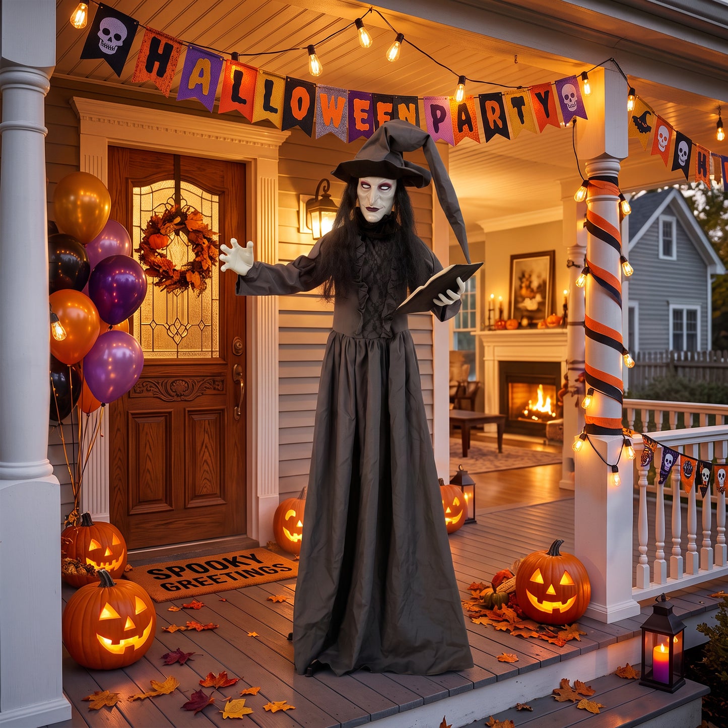 180cm Life Size Animated Witch Halloween Decoration Outdoor Indoor
