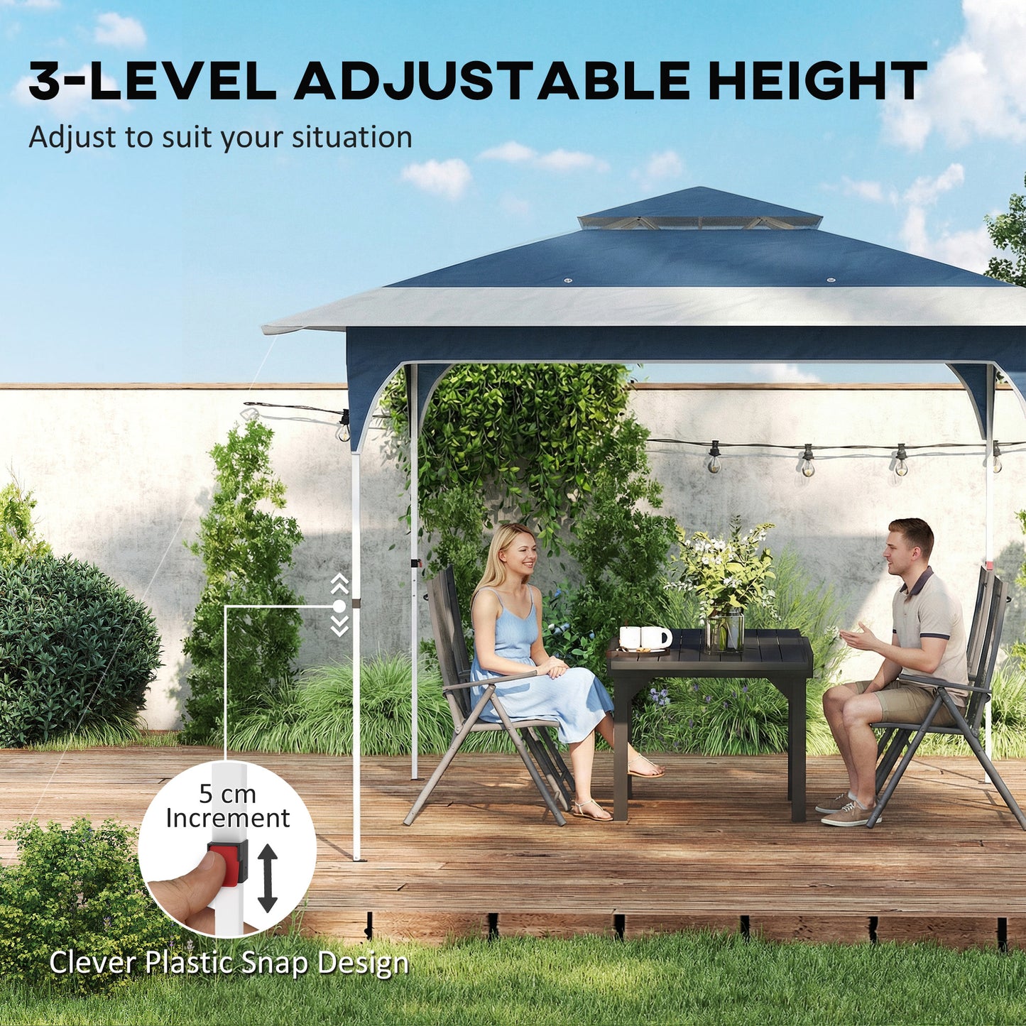 3.5 x 3.5 m Pop Up Gazebo, UPF50+ One-Touch Party Tent, Blue