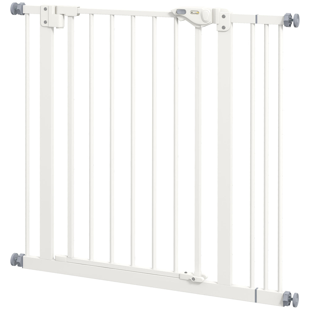 Metal 74-87cm Wide Adjustable Dog Gate White