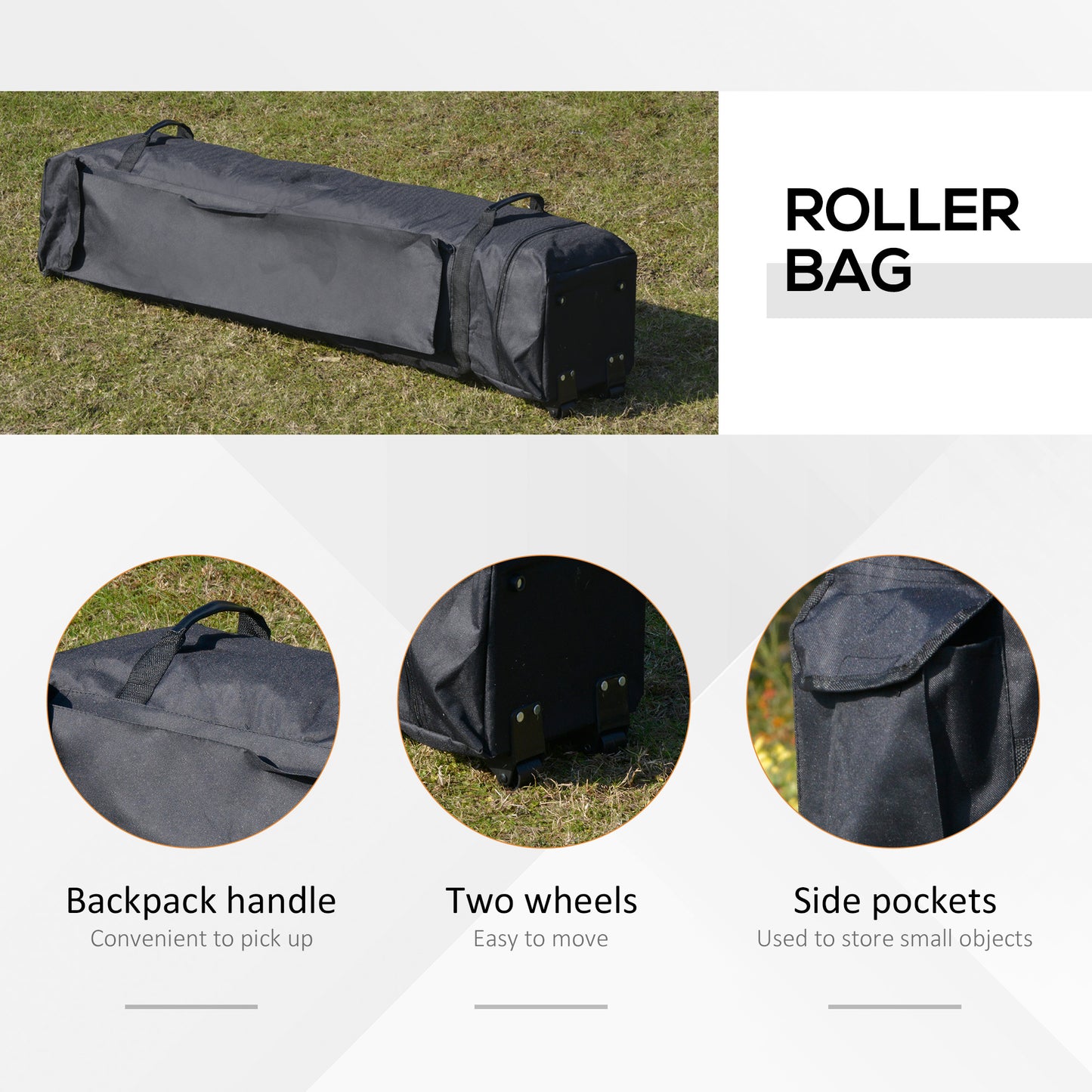 3.6 x 3.6m Pop-up Tent Gazebo Instant Canopy Steel w/ Roller Bag