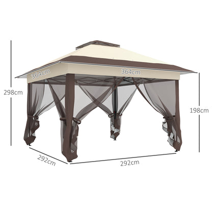 3.6 x 3.6m Pop-up Tent Gazebo Instant Canopy Steel w/ Roller Bag
