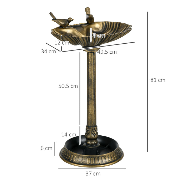 81cm Tall Bird Bath with 2 Decorative Birds for Garden, Bronze Tone