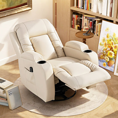 Massage Recliner Chair with 8 Vibration & Heat, Cream