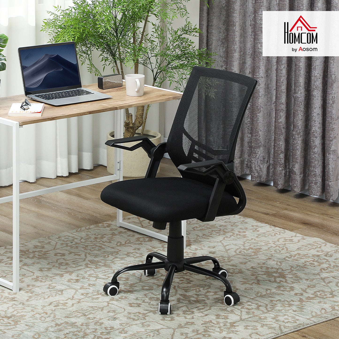 Vinsetto Mesh Swivel Office Chair Task Computer Chair w/ Lumbar Support, Black