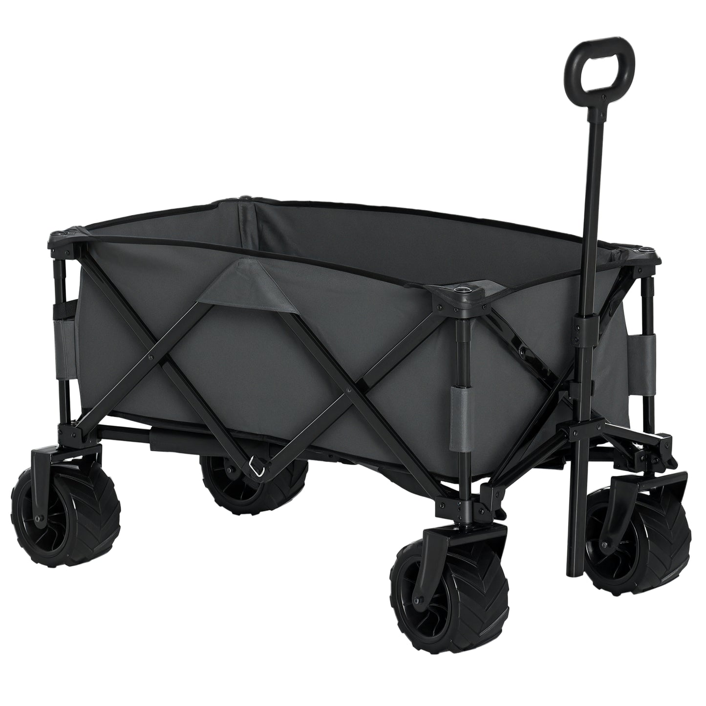 Outdoor Cart Folding Cargo Wagon Trailer Beach w/ Handle Dark Grey