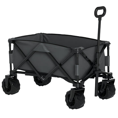Outdoor Cart Folding Cargo Wagon Trailer Beach w/ Handle Dark Grey