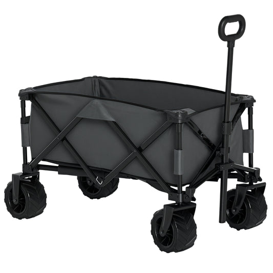 Outdoor Cart Folding Cargo Wagon Trailer Beach w/ Handle Dark Grey