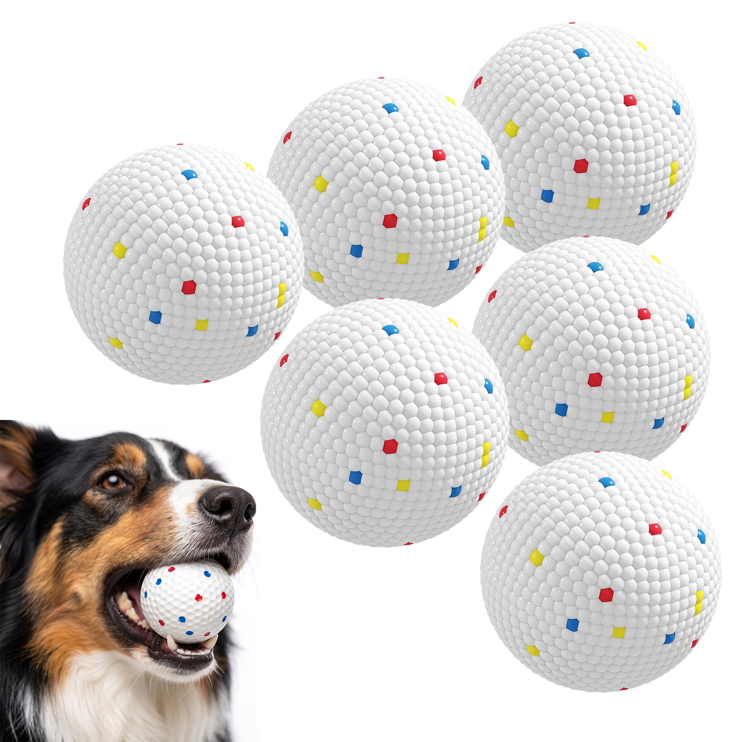 6 Pack Dog Balls Toys, Indestructible Teething and Water ETPU Balls