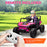 Kids Ride on Car, 12V Battery Powered Electric Truck with Remote Control, 4 Suspension Wheels, Horn, Lights, Music, USB, for Ages 3-5 Years, Pink