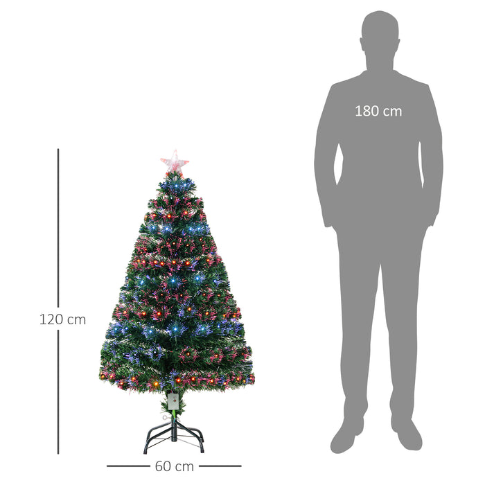 4ft Pre Lit Christmas Tree Artificial Tree with Multi-Coloured Fiber Optic LED Light(4ft (120cm))