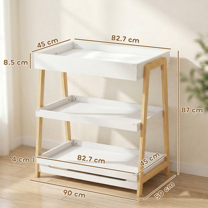 Baby Changing Table with 2 Storage Shelves, Nursery Diaper Baby Changing Unit with Waterproof Changing Mat for 0-12 Months (max. 14 kg), Infant Care Station for Bedroom Nursery, White