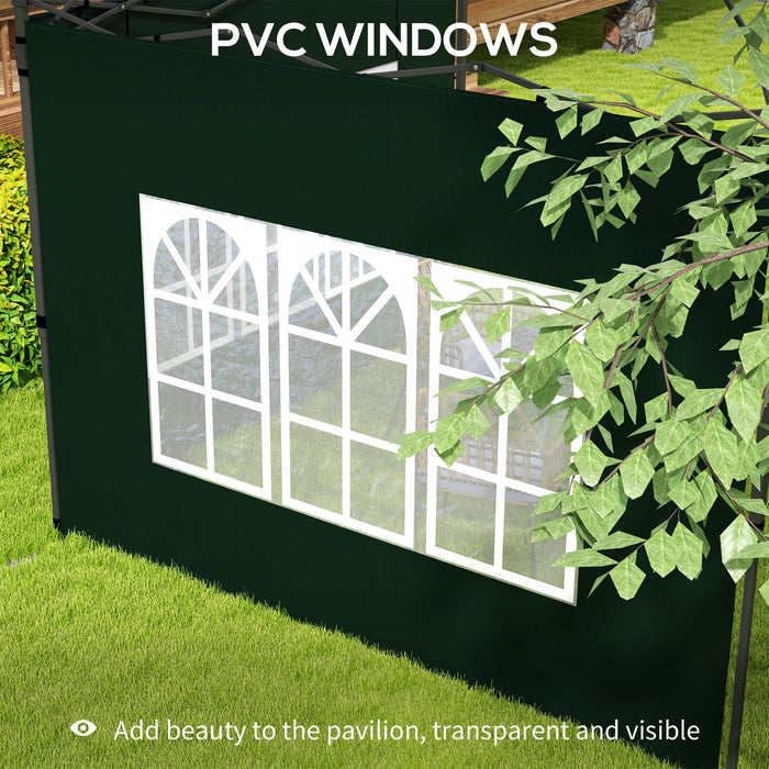 Gazebo Side Panels, Sides Replacement with Window for 3x3(m) or 3x6m Gazebo Canopy, 2 Pack, Green