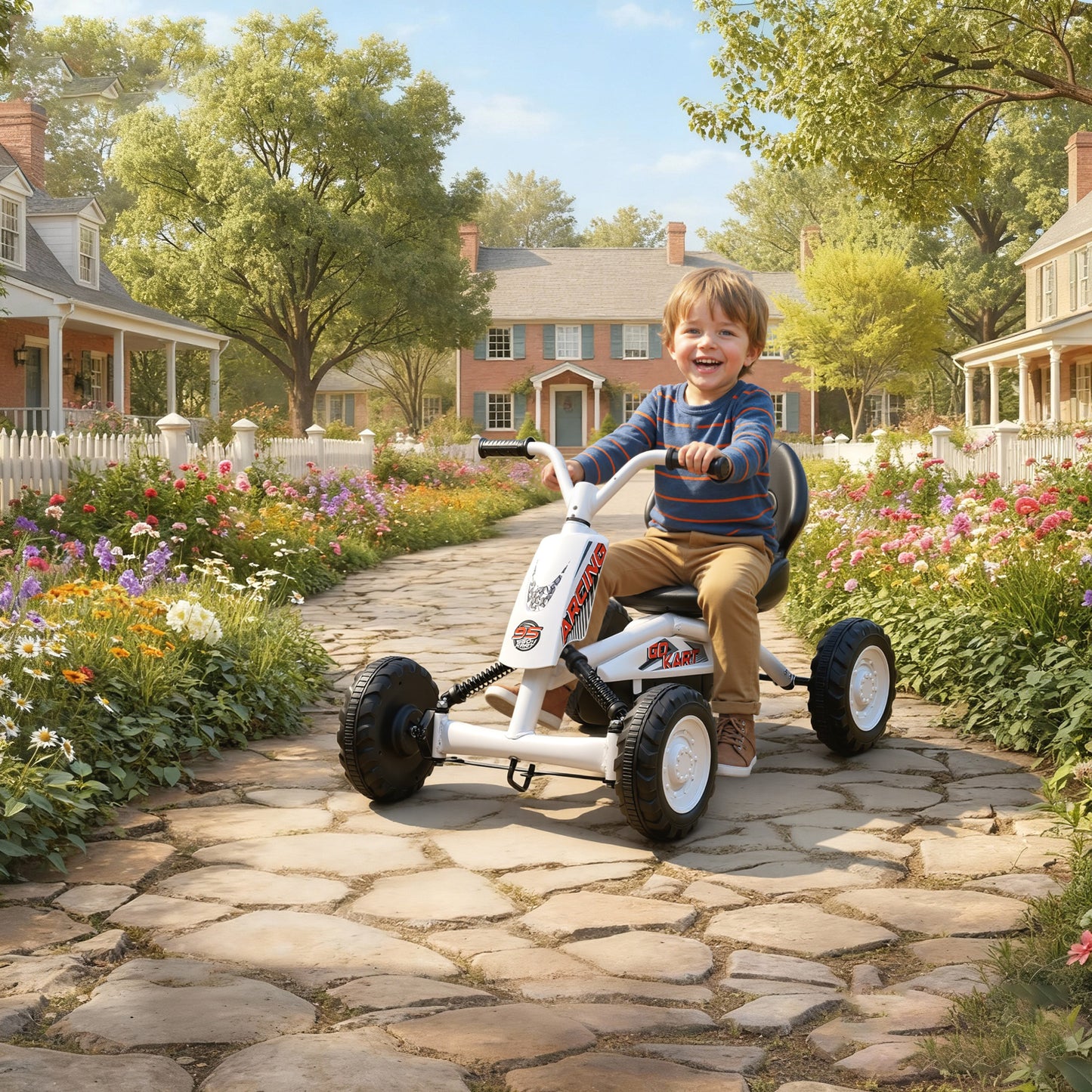 Pedal Go Kart, Go Kart for Kids Ages 2-5 Years, White