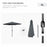 3(m) Tilting Parasol Garden Umbrellas, Outdoor Sun Shade with 8 Ribs, Tilt and Crank Handle for Balcony, Bench, Garden, Grey