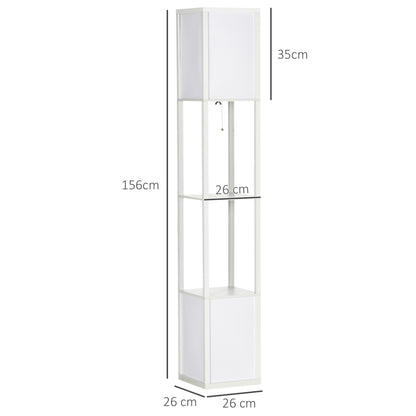 Modern Shelf Floor Lamp with Dual Ambient Light, Standing Lamp Living Room, Bedroom, 156cm, White