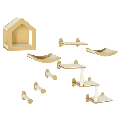 Cat Wall Furniture Condo Perches Scratch Posts Steps 8 Piece Beige