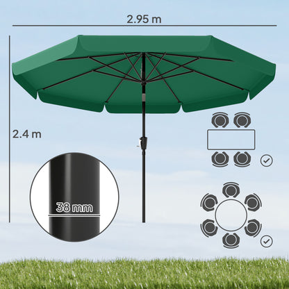 3 m Garden Parasol with Tilt & Crank, UPF30+ Outdoor Table Umbrella