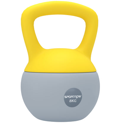 8KG Kettlebell with Soft Body and Non-Slip Handle, Yellow and Grey