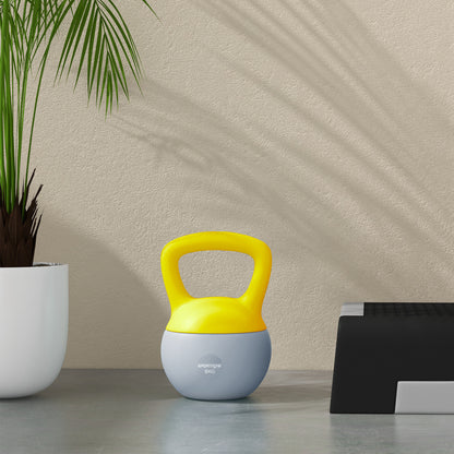 8KG Kettlebell with Soft Body and Non-Slip Handle, Yellow and Grey