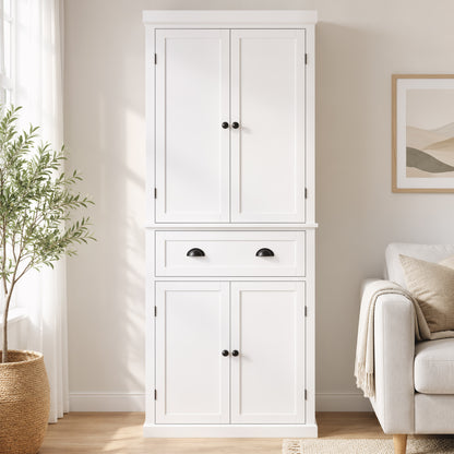 Tall Kitchen Cupboard, 183cm Freestanding Storage Cabinet with Drawer