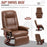 Swivel Recliner, Faux Leather Reclining Chair, Upholstered Armchair with Wooden Base for Living Room, Bedroom, Brown