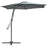 3m Cantilever Parasol with Easy Lever, Patio Umbrella with Crank Handle, Cross Base and 6 Metal Ribs, Outdoor Sun Shades for Garden, Grey