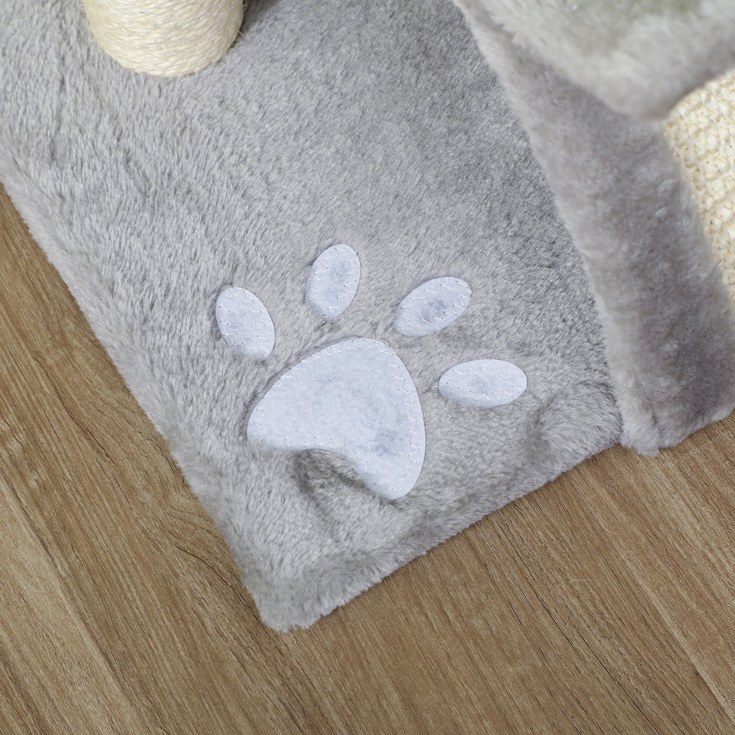 Cat Tree Tower, Rotatable Top Bar, Sisal Post, Tunnel, Balls, Grey