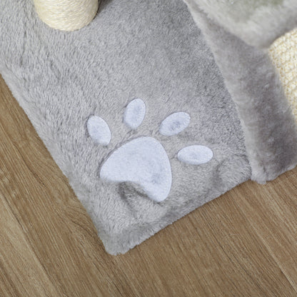 Cat Tree Tower, Rotatable Top Bar, Sisal Post, Tunnel, Balls, Grey
