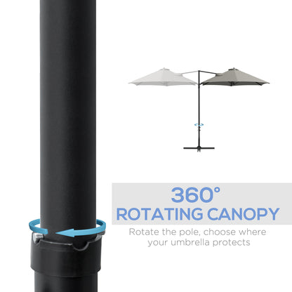 2.5M Offset Roma Patio Umbrella W/ 360° Rotation, Light Grey